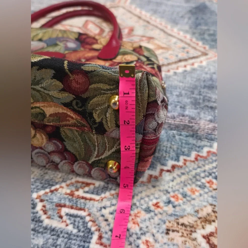 Royal Tapisserie Multicolor Fruit Tapestry Satchel with Red Trim